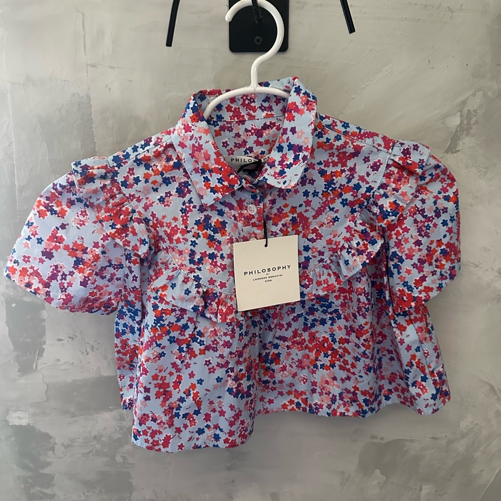 Philosophy Kids Floral Blouse - Red and Blue